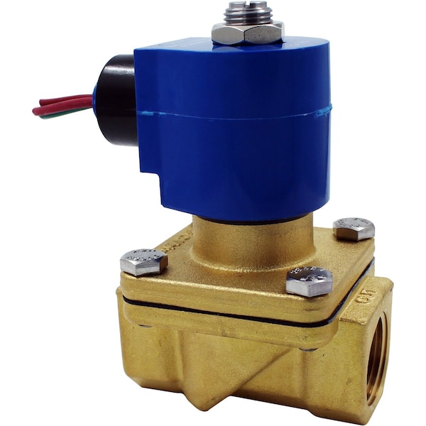 Solenoid Valve, 2-Way, 3/4 in Pipe Size, 24V/50V to 60V, Zero Differential, Diaphragm, Brass